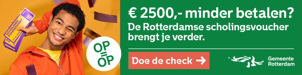 2500 euro minder betalen. De Rotterdamse scholingsvoucher brengt je verder. Doe de check en klik op de knop.